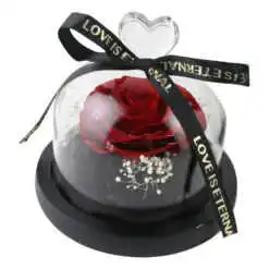 Cupola din sticla cu trandafir criogenat 12 cm