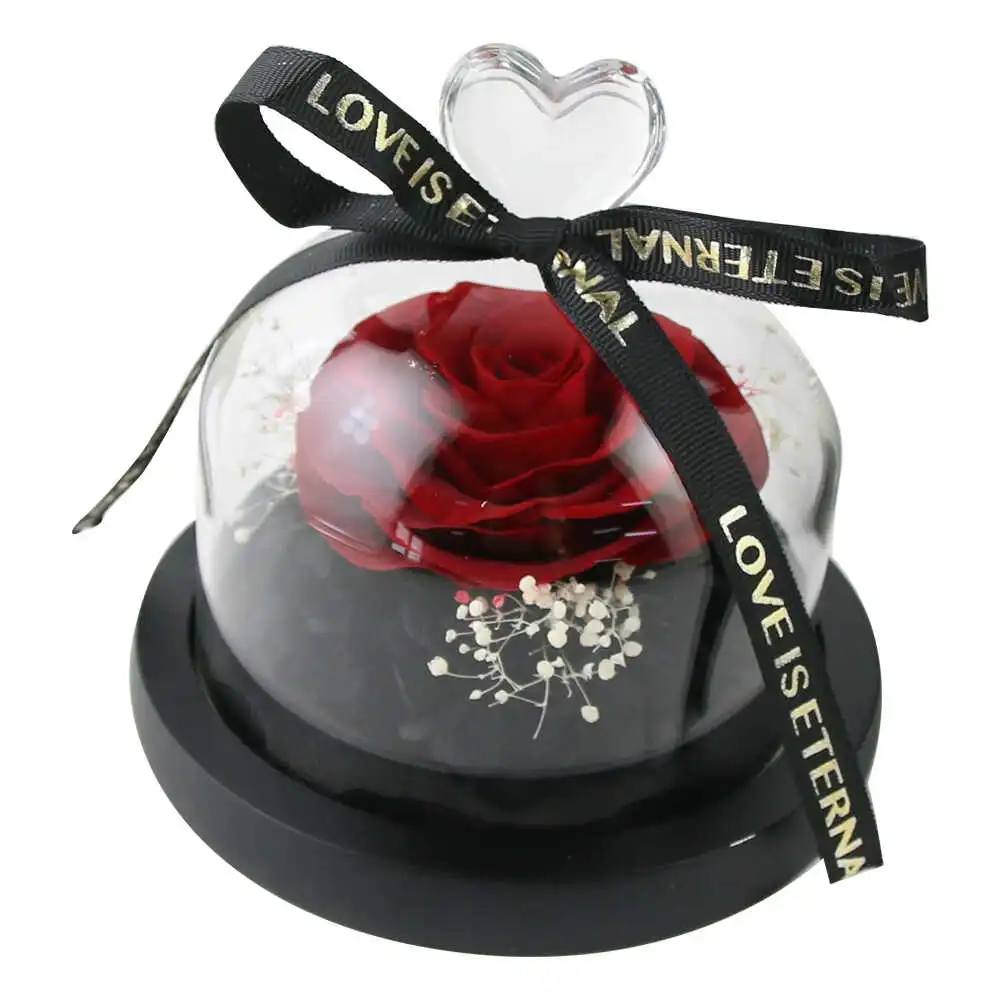 Cupola din sticla cu trandafir criogenat 12 cm Cupola din sticla cu trandafir criogenat 12 cm