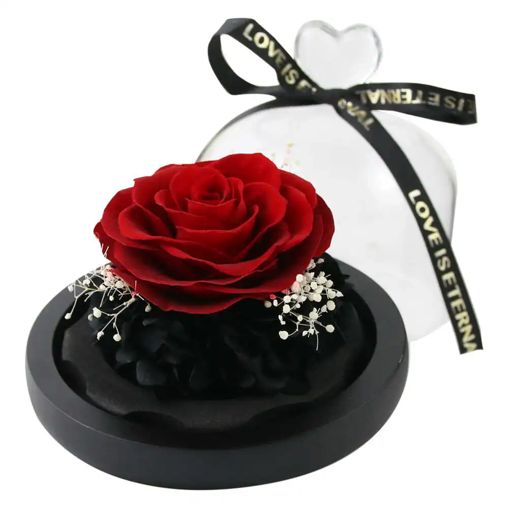 Cupola din sticla cu trandafir criogenat 12 cm Cupola din sticla cu trandafir criogenat 12 cm