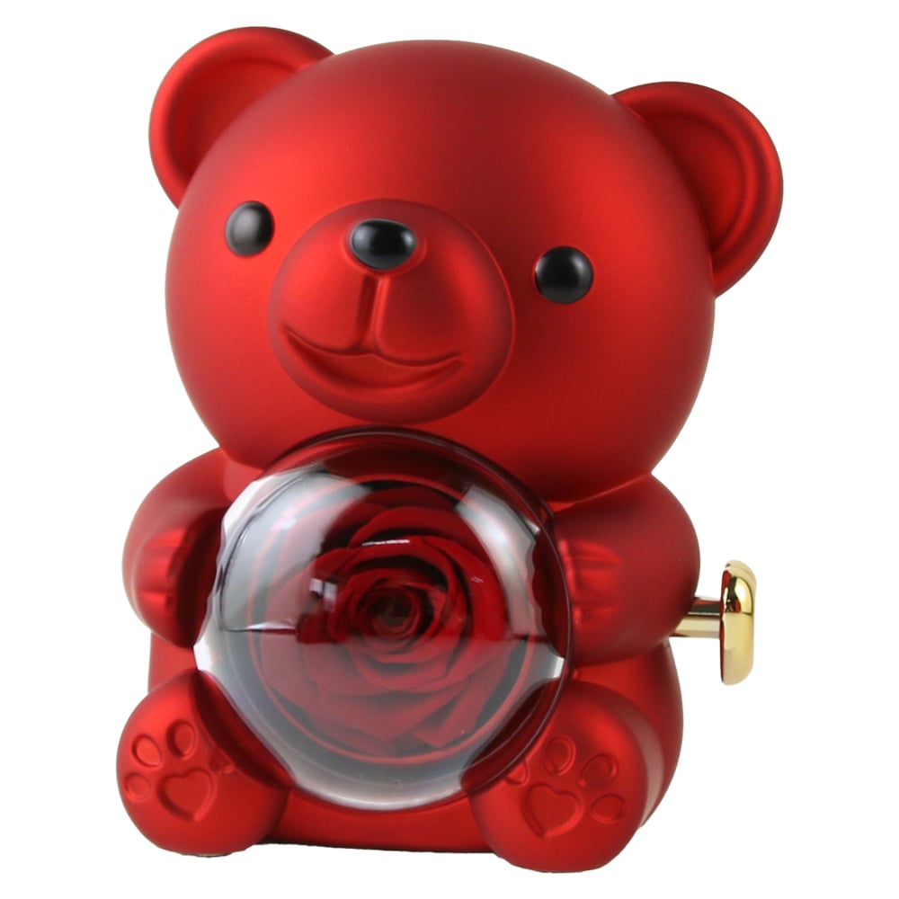 Cutie bijuterii Ursulet cu trandafir criogenat 11x13 cm Cutie bijuterii Ursulet cu trandafir criogenat 11x13 cm