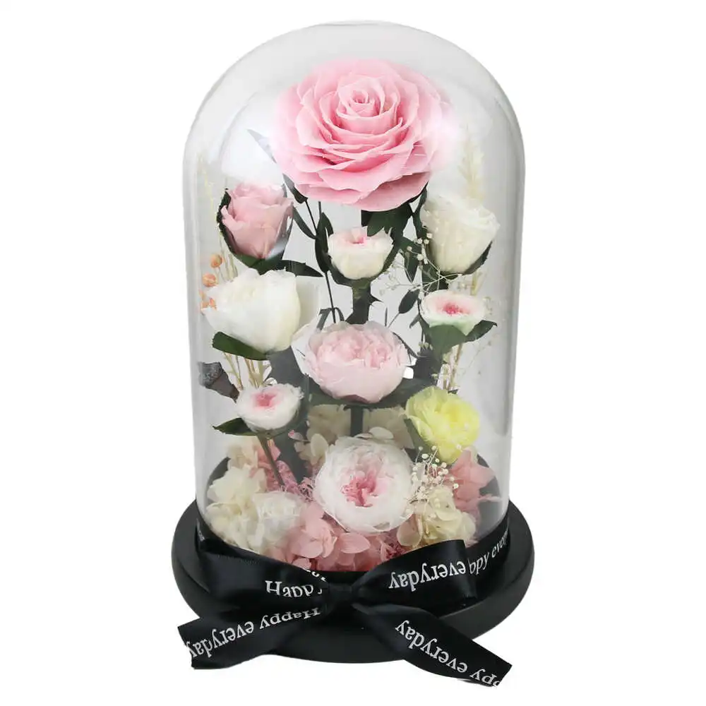 Cupola din sticla cu flori criogenate 17x26 cm Cupola din sticla cu flori criogenate 17x26 cm