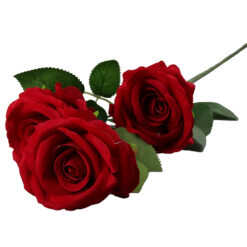 Fir de trandafir rosu artificial cu 3 capete