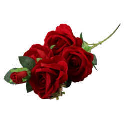 Fir de trandafir rosu artificial cu 5 capete