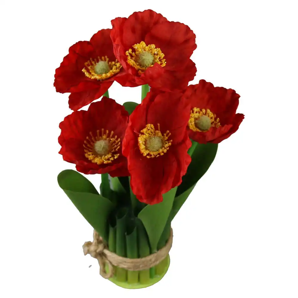 Aranjament decorativ cu flori de maci artificiale 25 cm Aranjament decorativ cu flori de maci artificiale 25 cm