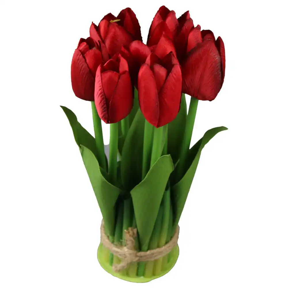 Aranjament floral cu lalele rosii artificiale 21 cm Aranjament floral cu lalele rosii artificiale 21 cm