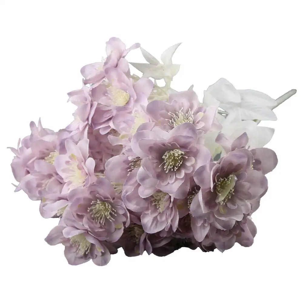 Buchet artificial cu flori si frunze albe 50 cm Buchet artificial cu flori si frunze albe 50 cm