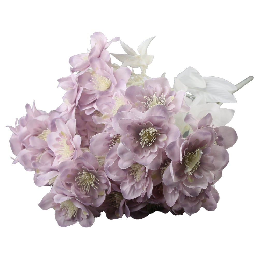 Buchet artificial cu flori si frunze albe 50 cm Buchet artificial cu flori si frunze albe 50 cm