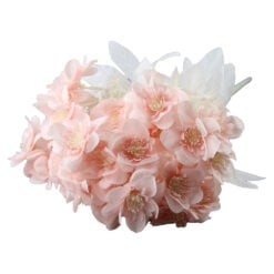 Buchet artificial cu flori si frunze albe 50 cm