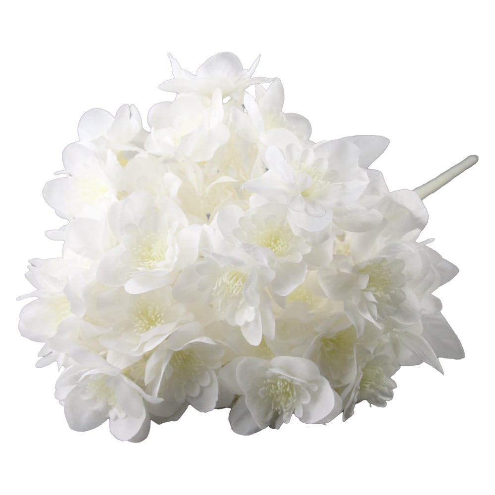 Buchet artificial cu flori si frunze albe 50 cm Buchet artificial cu flori si frunze albe 50 cm