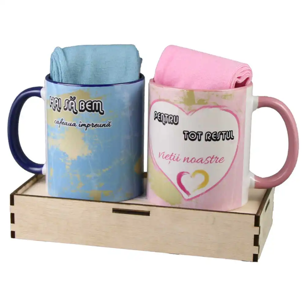 Set cadou cu 2 cani ceramice