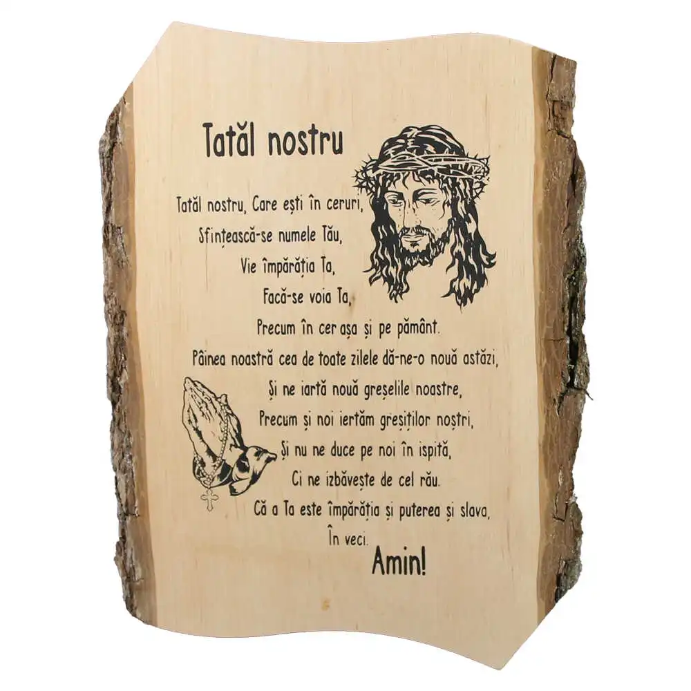Placheta din lemn "Tatal Nostru" 22x28 cm