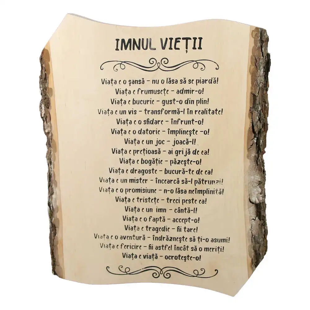 Placheta din lemn "Imnul Vietii" 23x28 cm Placheta din lemn "Imnul Vietii" 23x28 cm