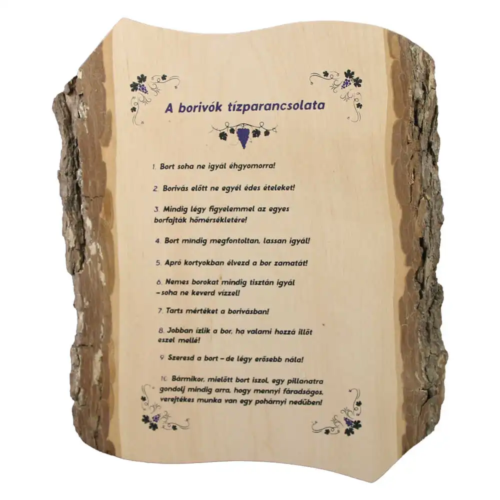 Placheta din lemn "A borivok Tizparancsolata" 24x28 cm