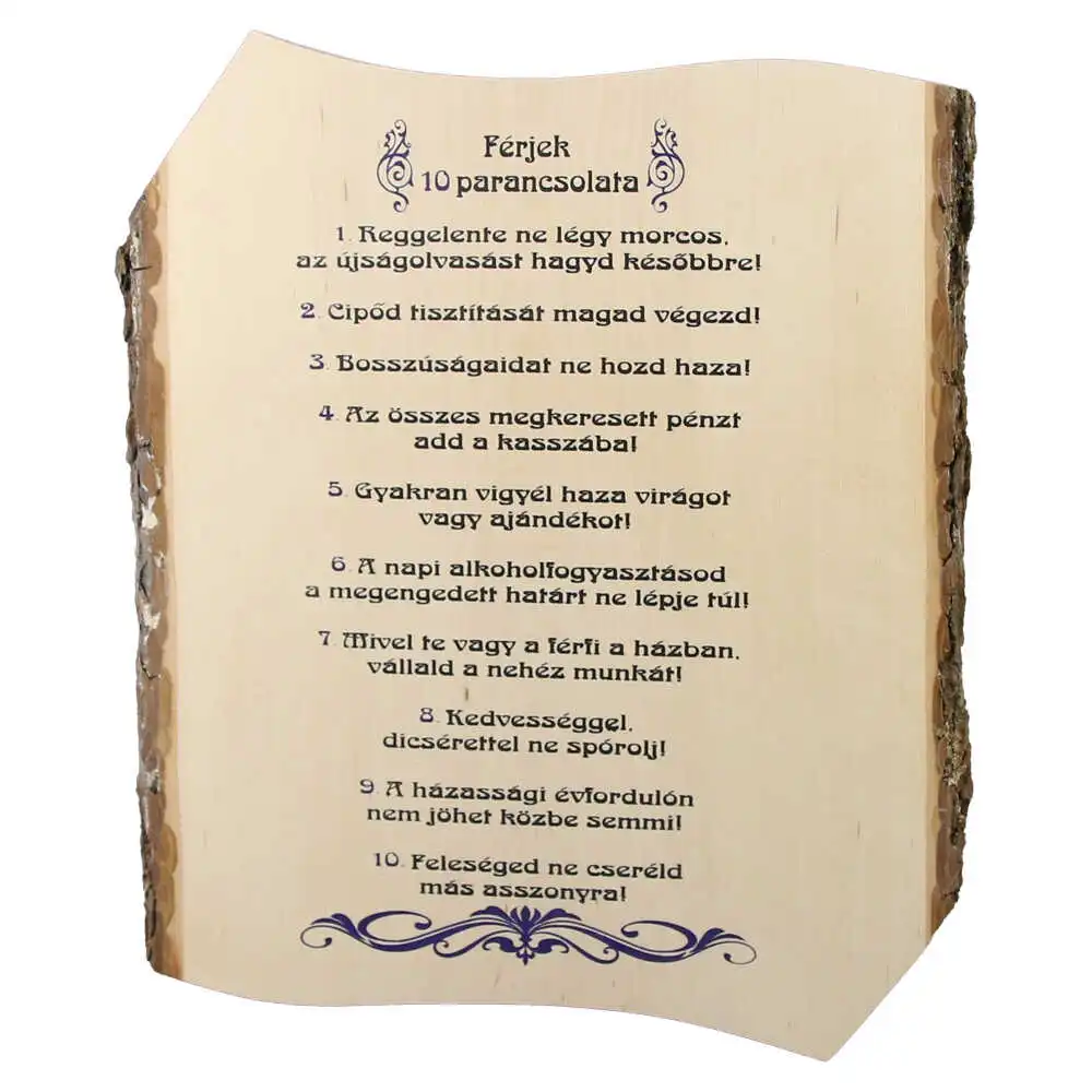 Placheta din lemn "Ferjek Tizparancsolata" 24x28 cm Placheta din lemn "Ferjek Tizparancsolata" 24x28 cm