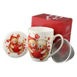 Cana portelan cu infuzor metalic si capac