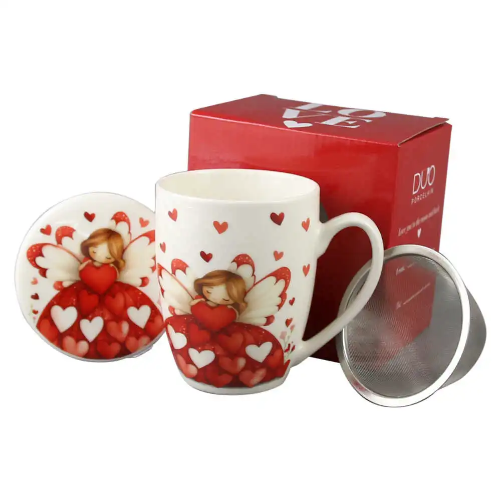 Cana portelan cu infuzor metalic si capac Cana portelan cu infuzor metalic si capac