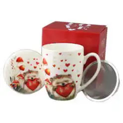 Cana portelan cu infuzor metalic si capac