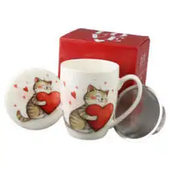 Cana portelan cu infuzor metalic si capac