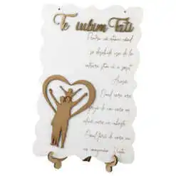 Tablou decorativ din lemn "Te iubim Tati..." 18x29 CM