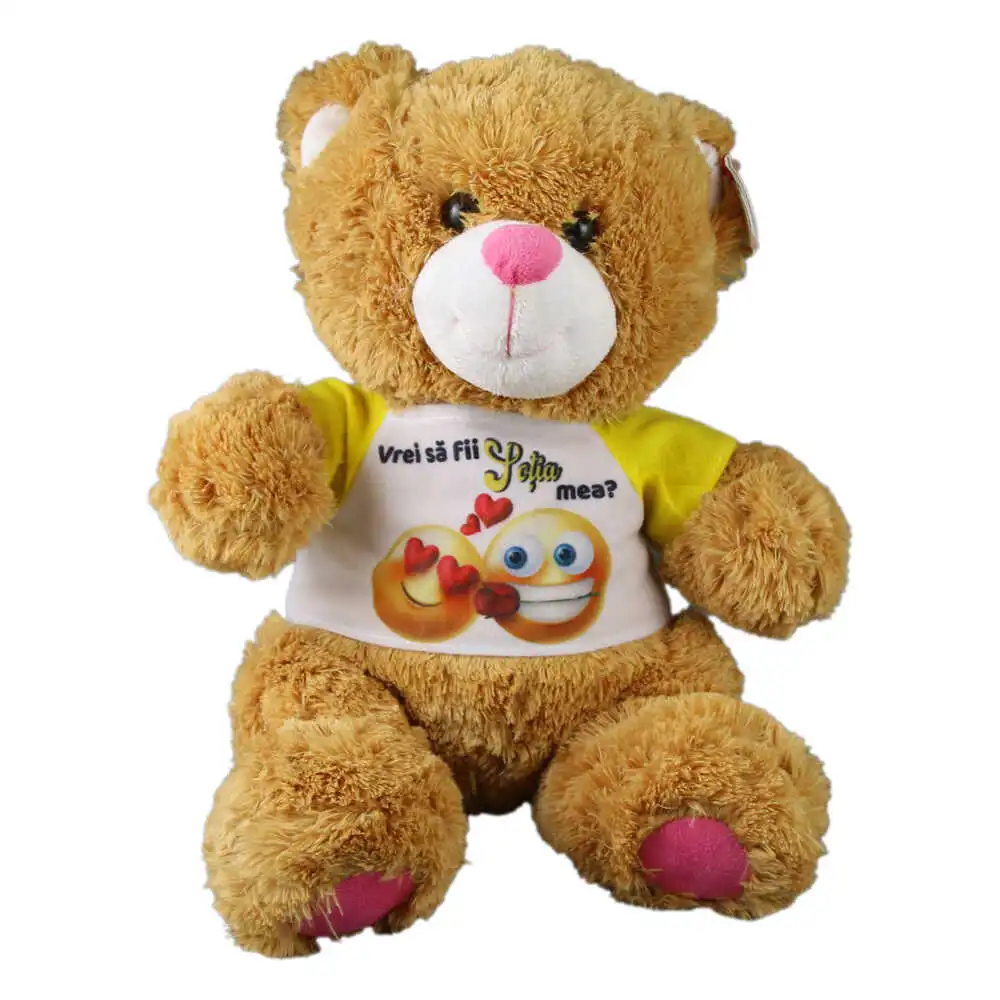 Ursulet din plus cu tricou "Vrei sa fii Sotia mea?" 37 cm Ursulet din plus cu tricou "Vrei sa fii Sotia mea?" 37 cm