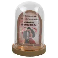 Cupola din plastic cu LED "O casnicie e ca o casa..." 12x18 cm