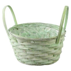 Cos din rachita cu manere pentru flori