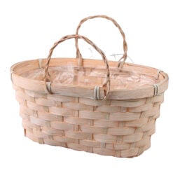 Cos din rachita cu manere pentru flori