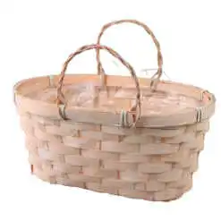 Cos din rachita cu manere pentru flori