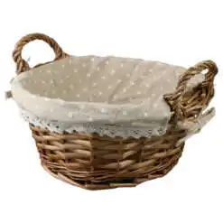 Cos rotund din rachita cu manere si husa textila 26 cm