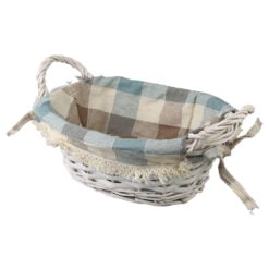 Cos din rachita cu manere si husa textila 26x20 cm