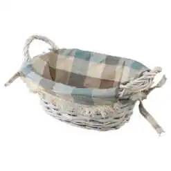Cos din rachita cu manere si husa textila 26x20 cm