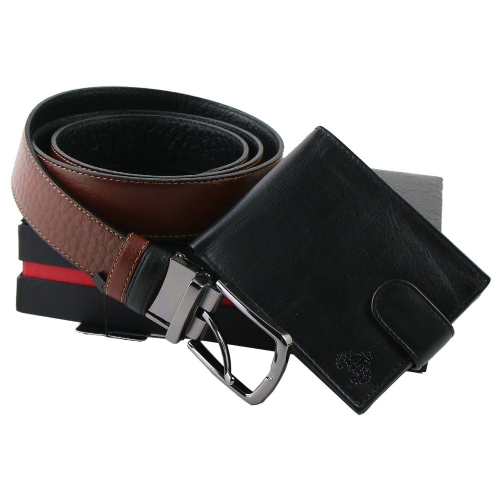 Set cadou din piele Portofel cu curea reversibila Set cadou din piele Portofel cu curea reversibila