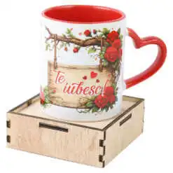 Cana cu suport din lemn 330 ml