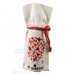 Sacosa textila pentru bauturi "Te iubesc!"