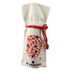 Sacosa textila pentru bauturi "Te iubesc!"