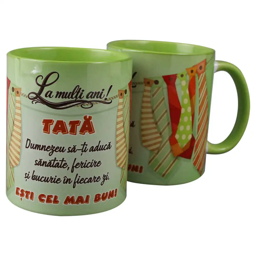 Cana ceramica "La multi ani! Tata...esti cel mai bun!" Cana ceramica "La multi ani! Tata...esti cel mai bun!"