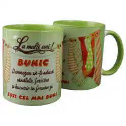 Cana ceramica "La multi ani! Bunic...esti cel mai bun!"