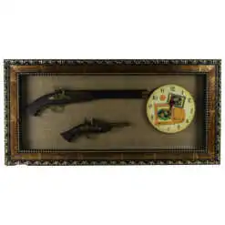 Tablou decorativ 3 D cu ceas si doua arme