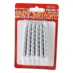 Set 12 lumanari pentru tort 9/14 - Argintiu