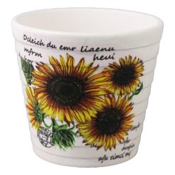 Ghiveci din ceramica decorat cu flori 9x8.5 cm