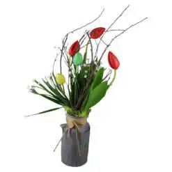 Aranjament floral de Paste in vaza 40 cm