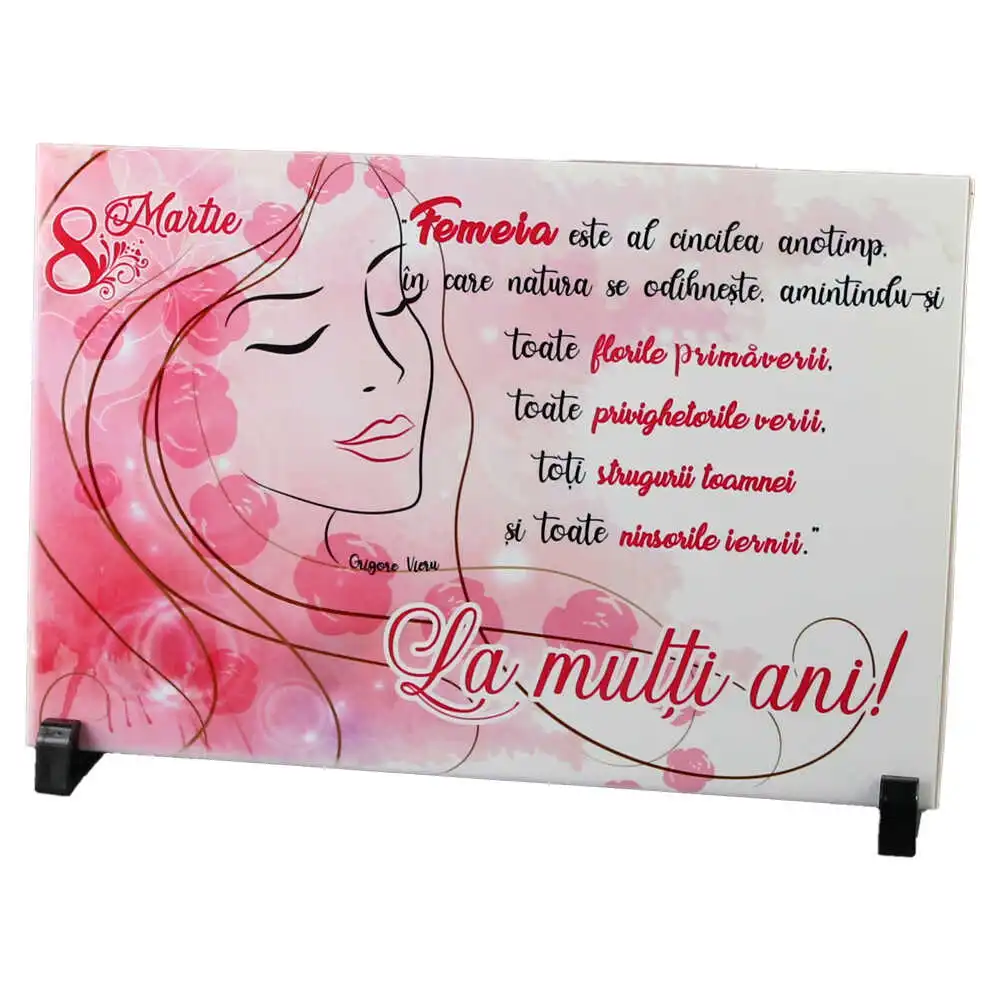 Placa decorativa "8 Martie! La multi ani!..." 30x20 cm