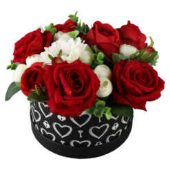 Aranjament floral in cutie rotunda 25 cm