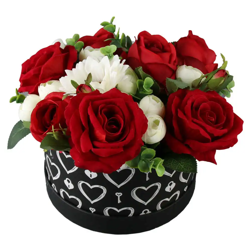 Aranjament floral in cutie rotunda 25 cm