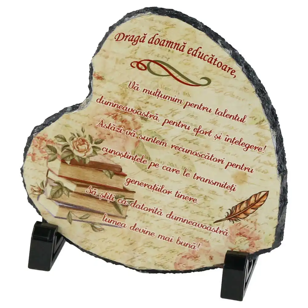 Placa ardezie "Draga doamna educatoare?" 14x14 CM