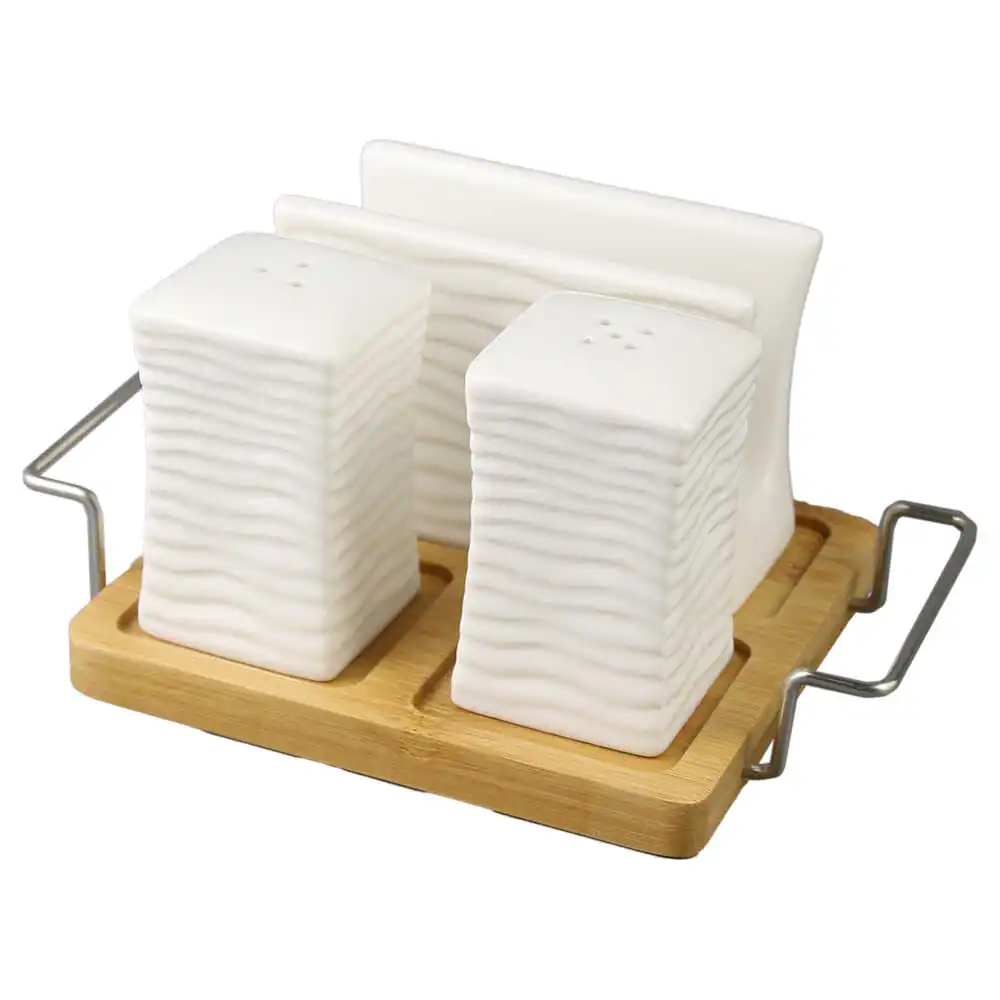 Set solnita din ceramica cu suport pentru servetele Set solnita din ceramica cu suport pentru servetele