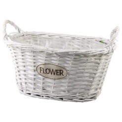 Cos oval din rachita cu manere pentru flori 33x20 cm