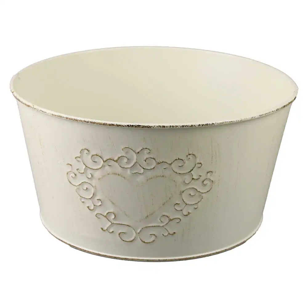 Ghiveci metalic Antic Cream 20x10 cm