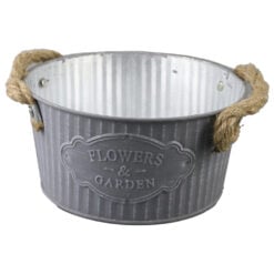 Ghiveci metalic cu manere din sfoara "Flowers & Garden" 18x9 cm