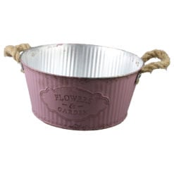 Ghiveci metalic cu manere din sfoara "Flowers & Garden" 25x11 cm